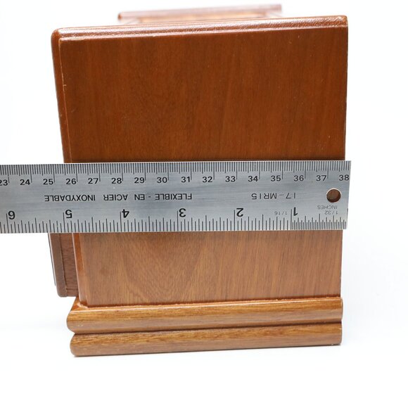 Vintage Wooden Musical Jewelry Box with Stained Glass Lid Trinket Box Storage - Picture 12 of 15